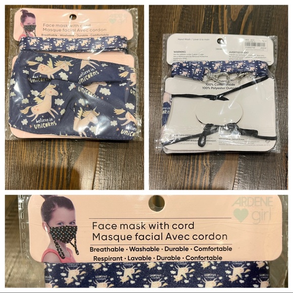 3️⃣3/$25 ARDENE Kids masks with lanyard (Believe in Unicorn) - Picture 4 of 4